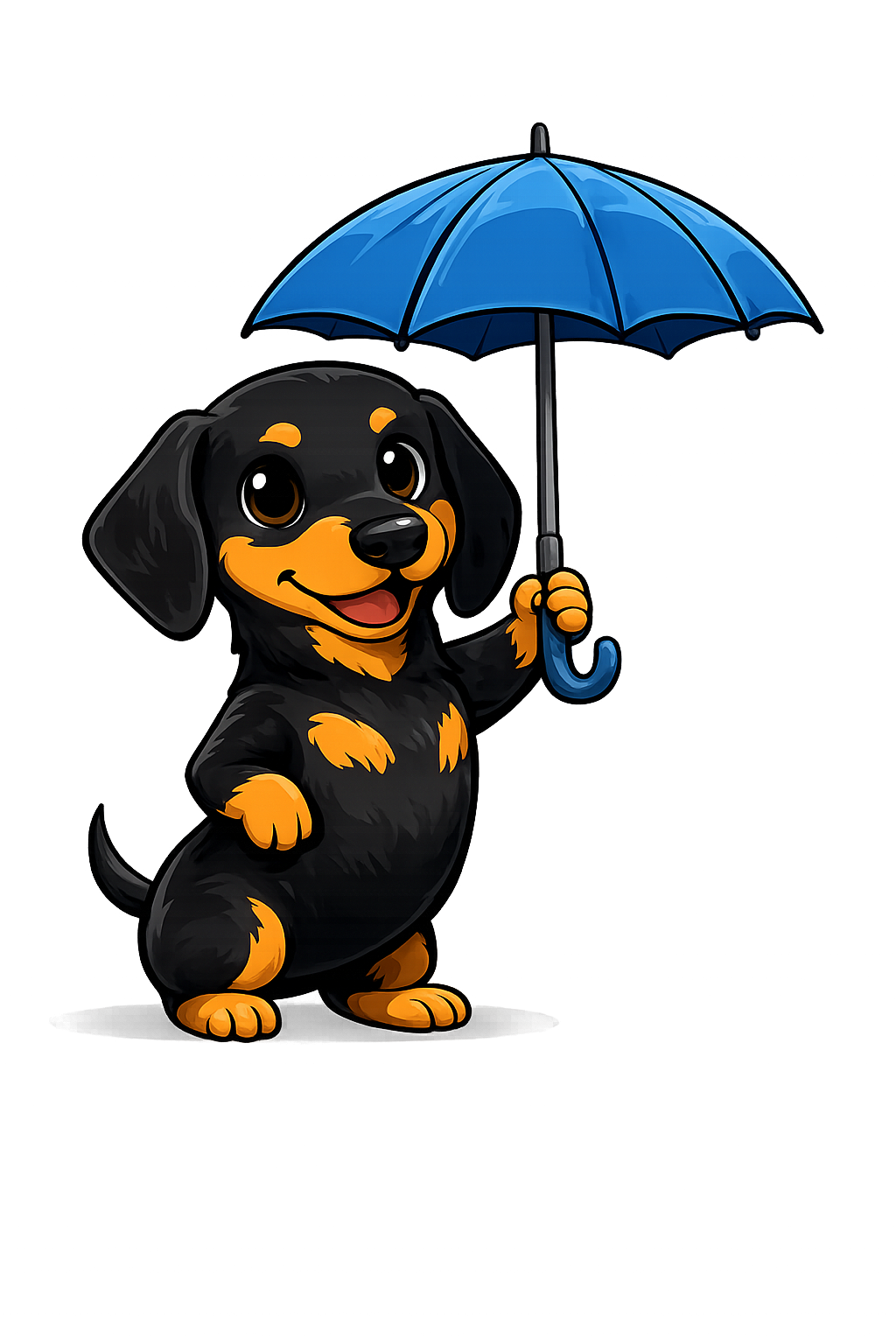 Dachshund holding an umbrella